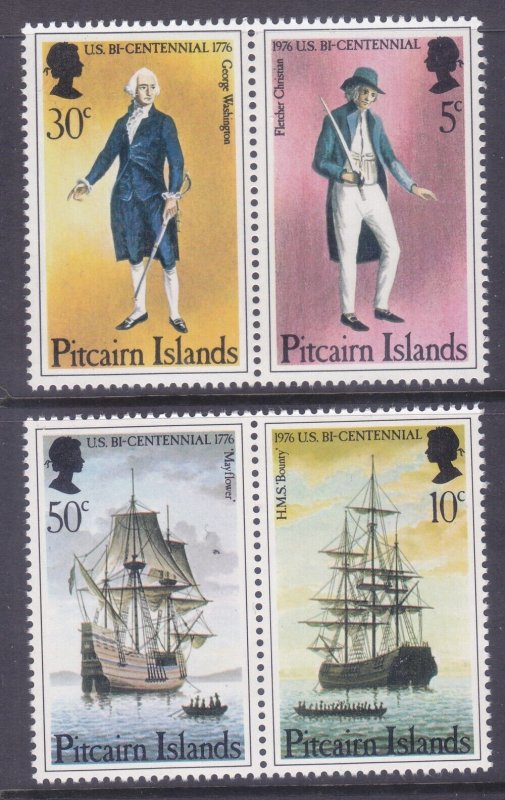 Pitcairn Islands 156-59 (158a-159a) 1976 American Bicentennial Pairs Set VF