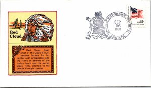 RED CLOUD HEAD CHIEF OF THE OGLALA SIOUX INDIANS HAND ADD-ON CACHET SPOKANE 1980