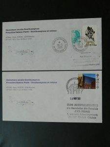 first flight cover FFC (x2) Paris Southampton ATR42 63468