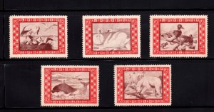 Danish Vignette Stamps Lot of 5 Alfred Jacobsen Animal Pictures- Sea/Water Birds