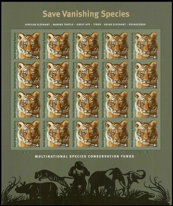 US B4 Save Vanishing Species Amur Tiger Cub First Class sheet MNH 2011