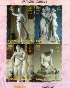 Somalia 2004 ANTONIO CANOVA Sculptures Sheetlet (4) Perforated MNH