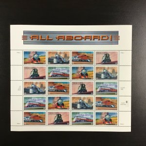 3333-3337 All Aboard-Trains Lot of 5 sheets  FV $33   1999