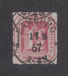 Hamburg Sc 25 used 1866 1½s rose Numeral over Coat of Arms, F-VF appearing