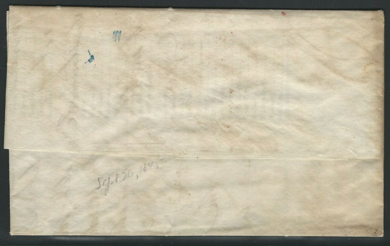 U.S., 1845 Stampless Cover, red U.S. EXPRESS MAIL, N. YORK, Sep 26 Marking