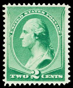 Scott 213 1887 2c Green Washington Issue Unused F-VF NG Cat $15