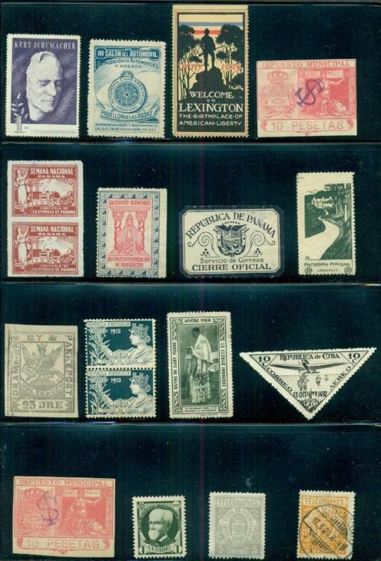 CINDERELLAS & LABELS WORLDWIDE GROUP OF 87, INTERESTING