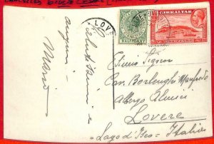 aa2337 - GIBRALTAR - Postal History - CARD postmarked on ITALIAN ship! CESAR