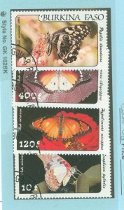 Burkina Faso (formerly Upper Volta) #C305-08 Used Single (Complete Set) (Butterflies)