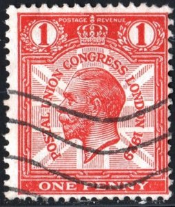 Great Britain SC#206 1d King George V: Postal Union Congress (1929) Used