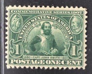 US Stamp#328 1c Green Captain John Smith MINT NH OG SCV $ $70.00 