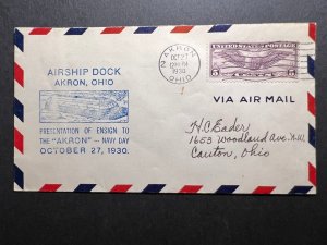 1930 USA Zeppelin Cover USS Akron Akron OH to Canton OH Airship Dock