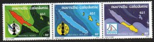 New Caledonia Sc #648a MNH strip of 3