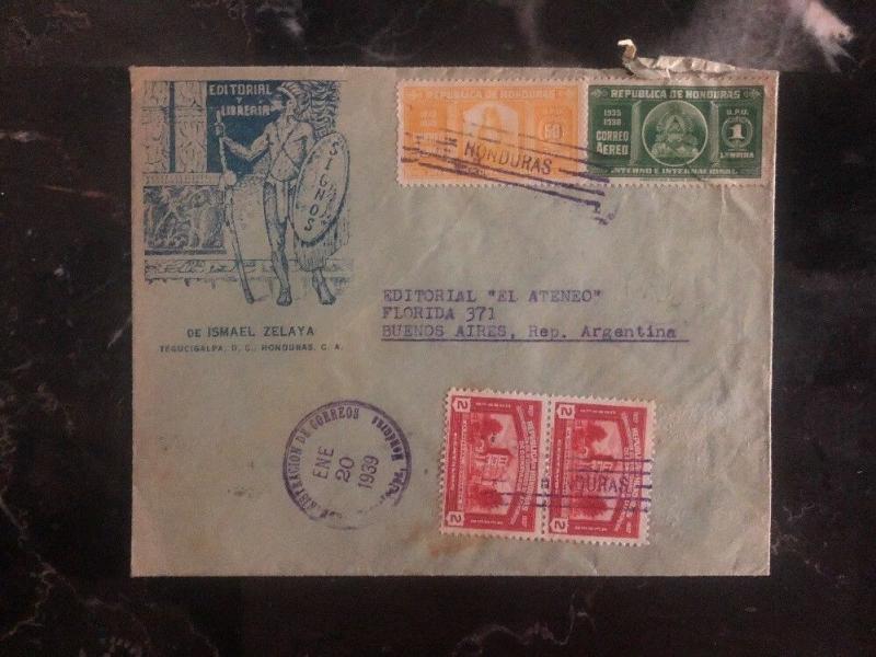 1939 Tegucigalpa  Honduras Commercial Bookstore Cover To Buenos Aires Argentina