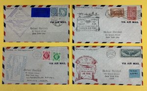 Lot of 4 Diff. 1939 First Flight Covers: U.S., Ireland, Canada, & Great Britain