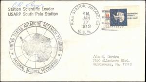 1973 POLE STATION ANTARCTIC + CACHET + SIGNED