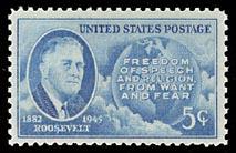 933 Roosevelt F-VF MNH single