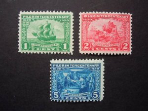 1920 #548, 549, 550 Pilgrim Tercentenary Issues  MNH OG F/VF #5 CV $97.50