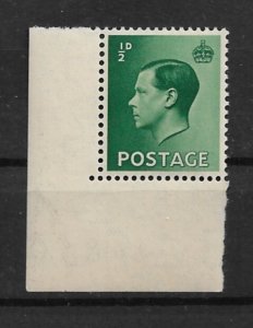 1936 Great Britain Sc230 ½p Edward VIII MNH