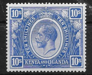 KENYA, UGANDA & TANGANYIKA SG94 1922 10/= BRIGHT BLUE MTD MINT