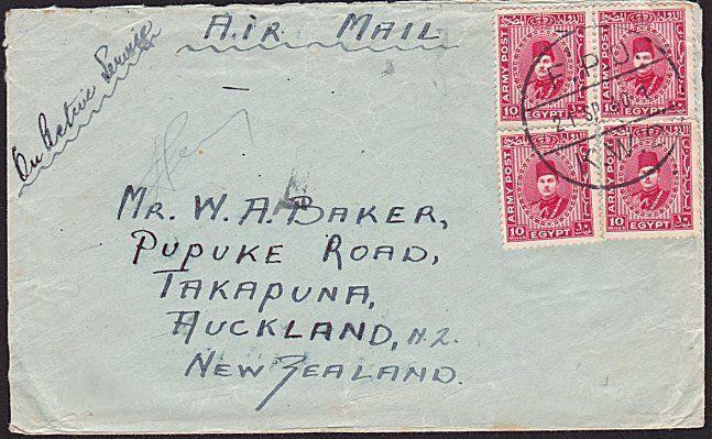 NEW ZEALAND FORCES IN EGYPT 1940 censor cover airmail to NZ.................8986