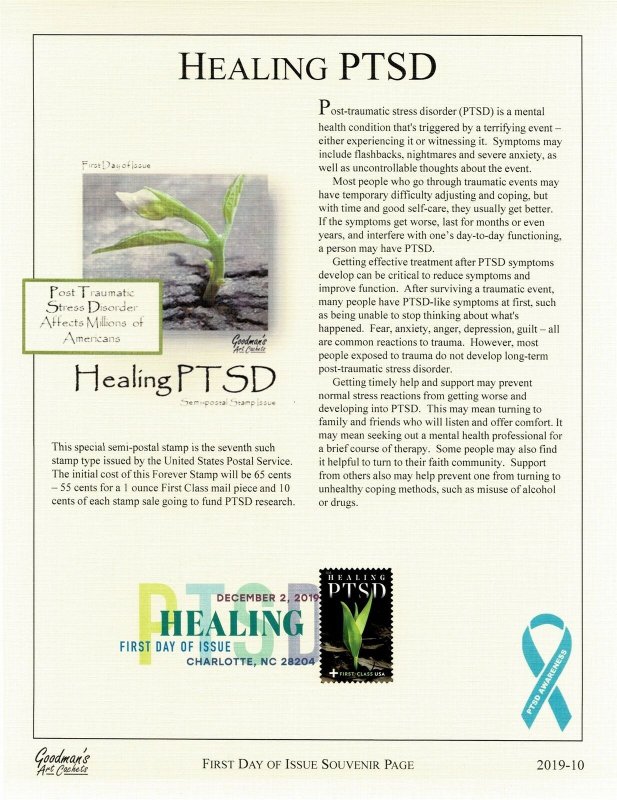 Goodman's Art Cachet B-7 Healing PTSD Souvenir Page Digital Color Cancel 