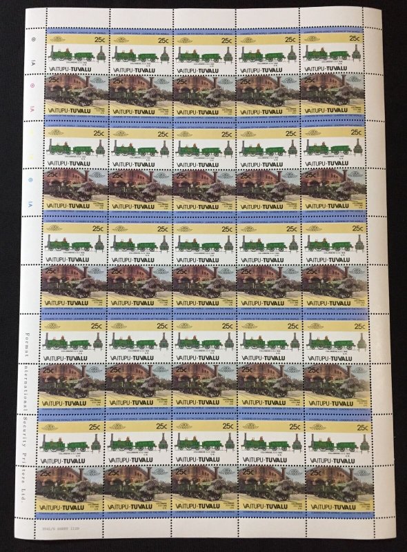 TUVALU TRAINS 400 Stamps Locomotives Sheets of 50 MNH x 8( BLK34 )