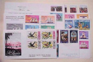 ST. LUCIA  12 DIFF. FDC 1969-1981 CACHET UNADDRESSED/ADDRESSED