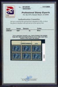 US 1907 5c Jamestown Expo Sc# 330 Mint Plate Block of Six w/ Imp OG NH PSE Cert⚡