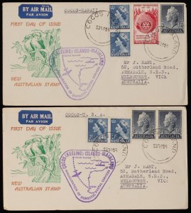 COCOS (KEELING) ISLANDS 1955 Australian Postal Service First Flight Covers. (15)