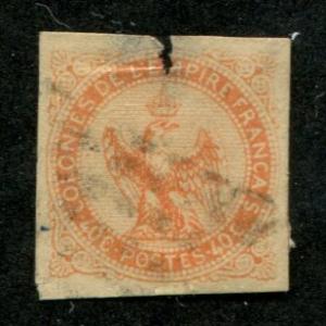 French Colonies SC# 5 Eagle & Crown 40c Used FLAWED SCV 13.50