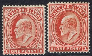 FALKLAND ISLANDS 1904 KEVII 1D WMK UPRIGHT AND SIDEWAYS