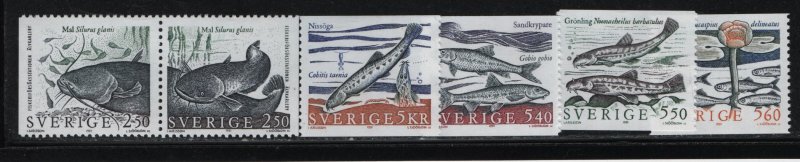 SWEDEN  1867-1872, (6) SET, MNH, 1991 Fish