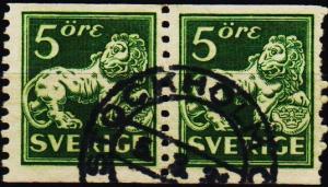 Sweden. 1920 5ore(Coil Pair) S.G.96Bb Fine Used