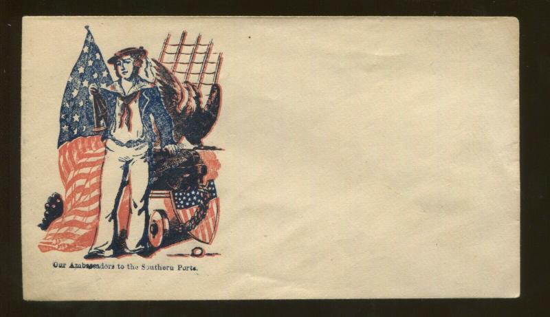 1860's United States Patriotic Civil War Era Navy Postal Cover Unsealed