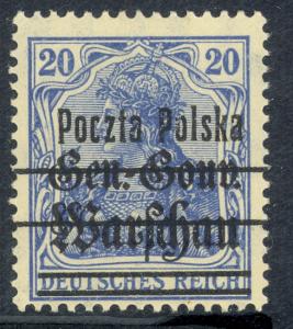 POLAND 1918-19 20pf  POCZTA POLSKA Ovpt on Germania Issue Sc 21 MH