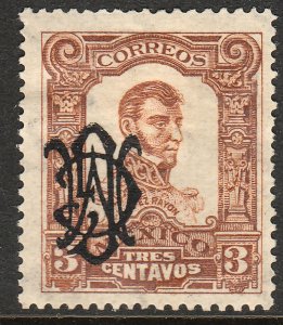 MEXICO 457SP, 3¢ VILLA MONOGRAM REVOLUT OVPERPRINT INVERTED UNUSED, H OG. VF.