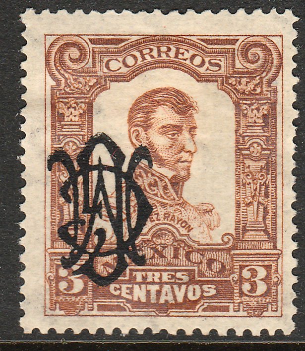 MEXICO 457SP, 3¢ VILLA MONOGRAM REVOLUT OVPERPRINT INVERTED UNUSED, H OG. VF.