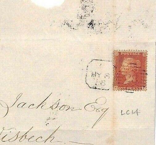 GB LATE FEE MAIL 1856 Penny Red Cover London *38* Duplex {samwells-covers}AE16