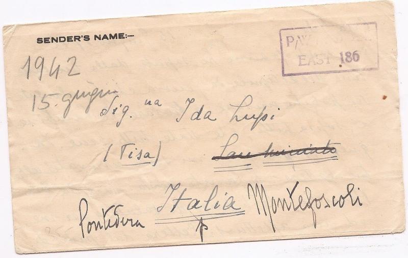 Kenya Uganda & Tang E Africa 1942 WWII POW mail to Italy (bal) 