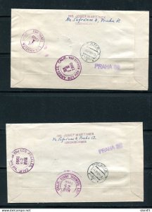 Czechoslovakia 1960 Olympic Games 2 Registered Covers to USA  15054