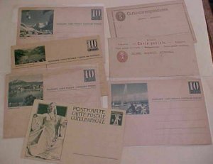 SWITZERLAND POSTAL CARDS MINT 7 DIFF. 5 ARE PICTORIAL , 1 GONDOLA