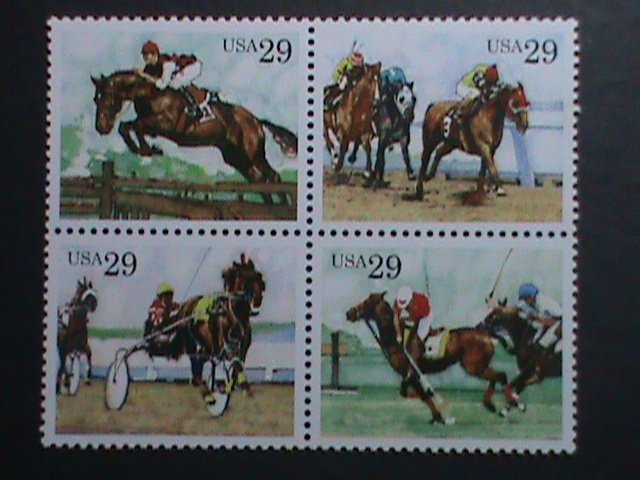 ​UNITED STATES-1993-SC#2756-9  SPORTING HORSES -MNH BLOCK VERY FINE