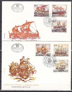 Yugoslavia, Scott cat. 1966 a-f. Tall Ships issue. 2 First day covers.