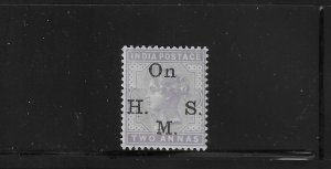 INDIA SCOTT #O36 1900 OFFICIAL OVERPRINT 2A (VIOLET)- MINT LIGHT HINGED