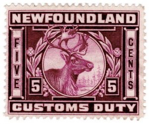 (I.B) Canada Revenue : Newfoundland Customs Duty 5c