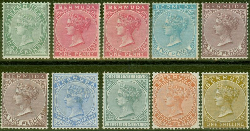 Bermuda 1883-1904 Extended set of 10 SG21-29b Fine Lightly Mtd MInt