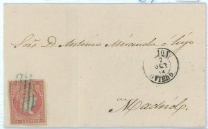 P0124 - SPAIN - POSTAL HISTORY - #48 on cover from GIJON 1858 Blue Grill-