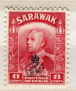 SARAWAK; 1947 early Brooke Crown Colony Optd. issue Mint hinged 8c. value