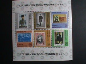 TURKEY STAMP:1981 SC#2194- CENTENARY OF KEMAL ATATURK MNH S/S SHEET VERY FINE